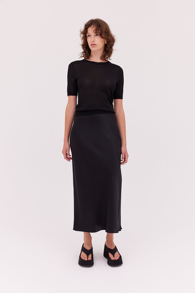 Silk Bias Midi Skirt-Black-WILLOW-Australian-Designer