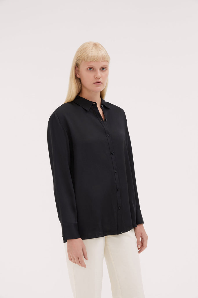 Sky Silk Shirt-Black-WILLOW-Australian-Designer