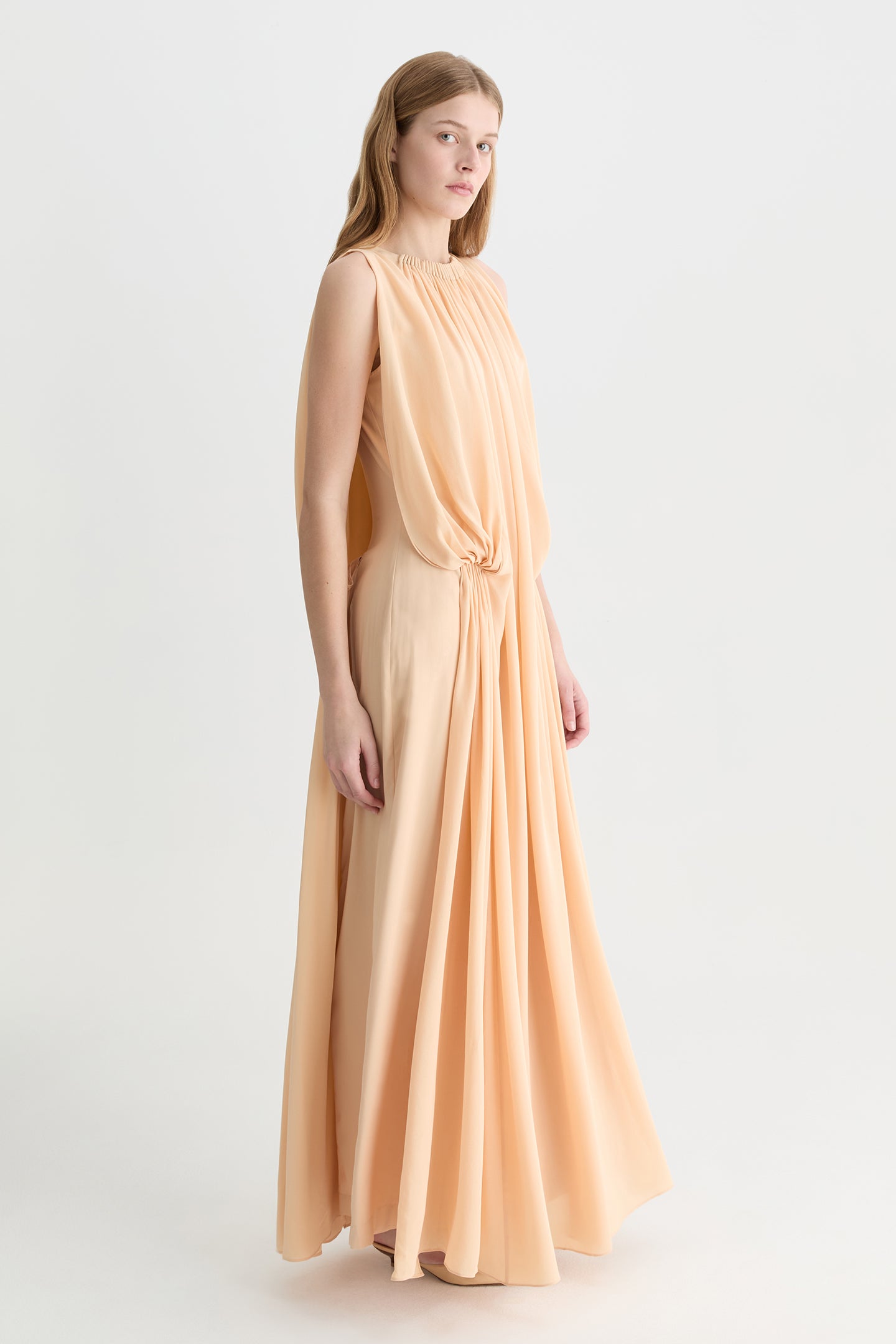 Solis Silk Cape Gown Wheat-Willow-Australian-designer