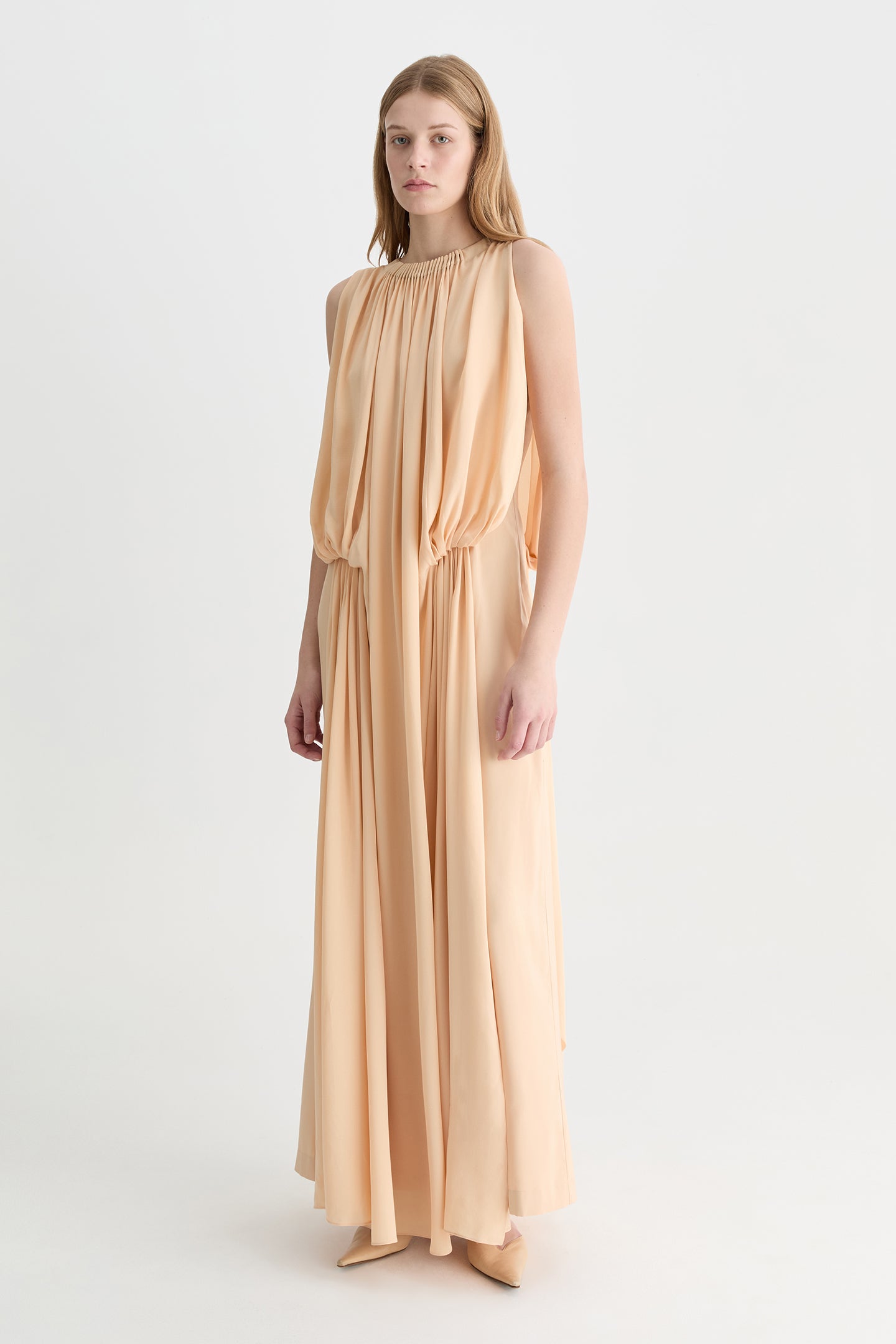 Solis Silk Cape Gown Wheat-Willow-Australian-designer