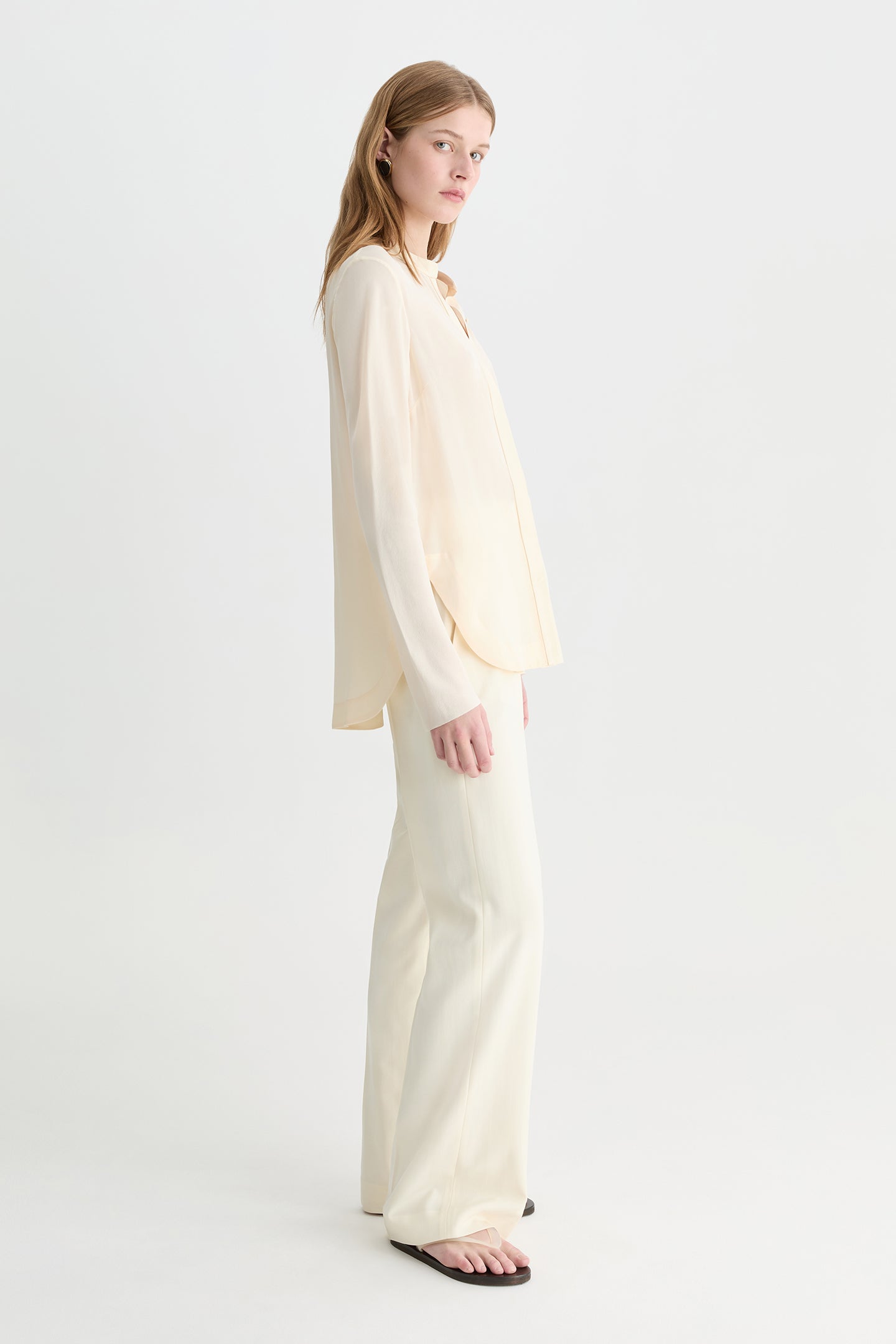 Solis Silk Leather Trim Shirt Butter-Willow-Australian-designer