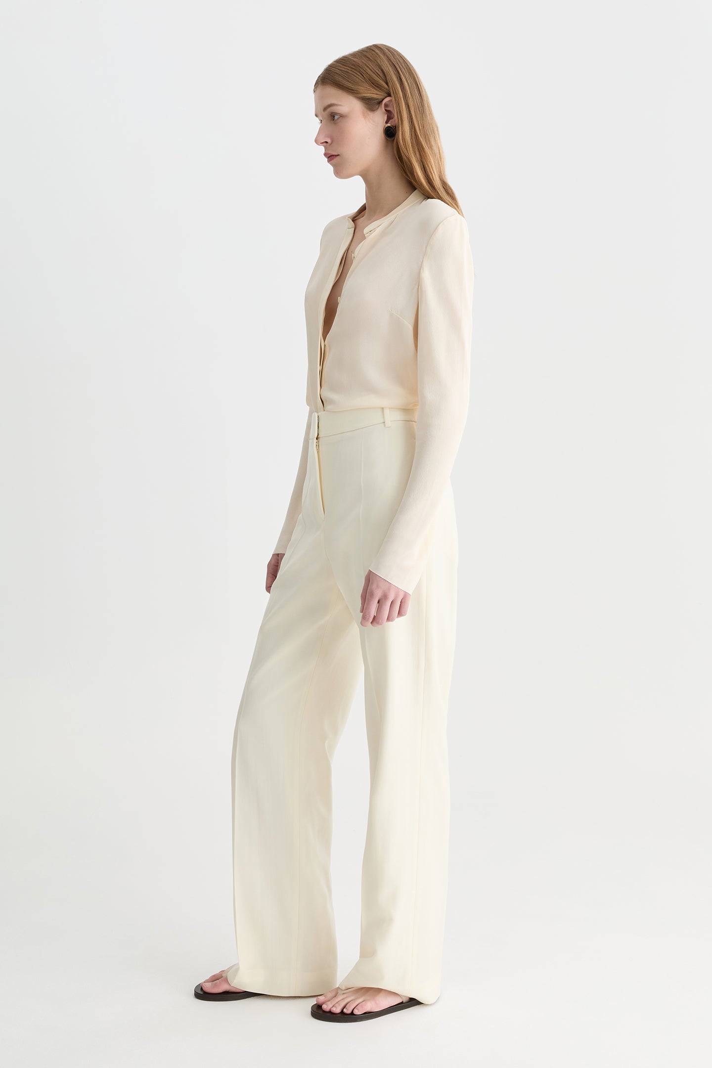 Solis Silk Leather Trim Shirt Butter-Willow-Australian-designer