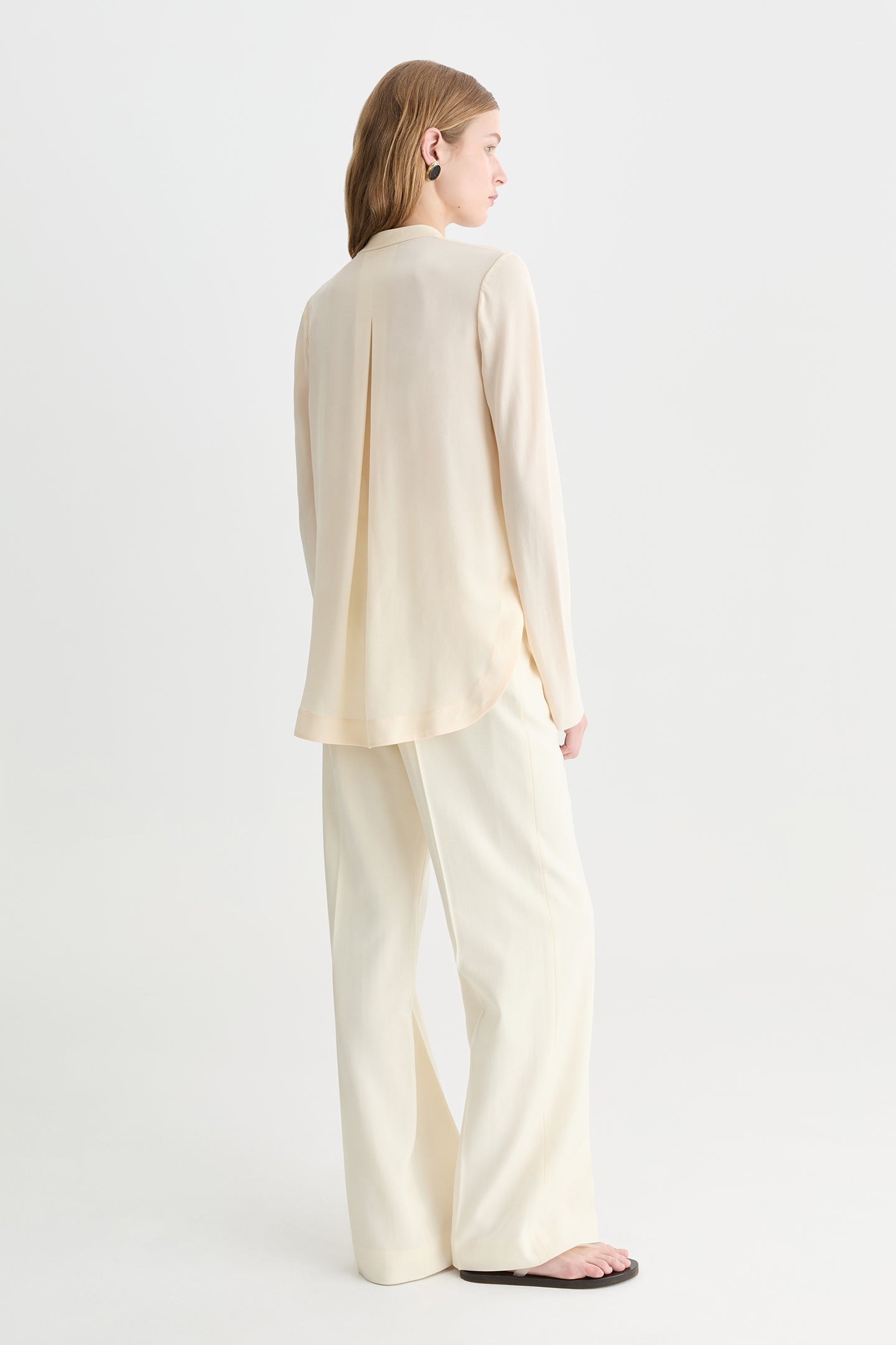Solis Silk Leather Trim Shirt Butter-Willow-Australian-designer