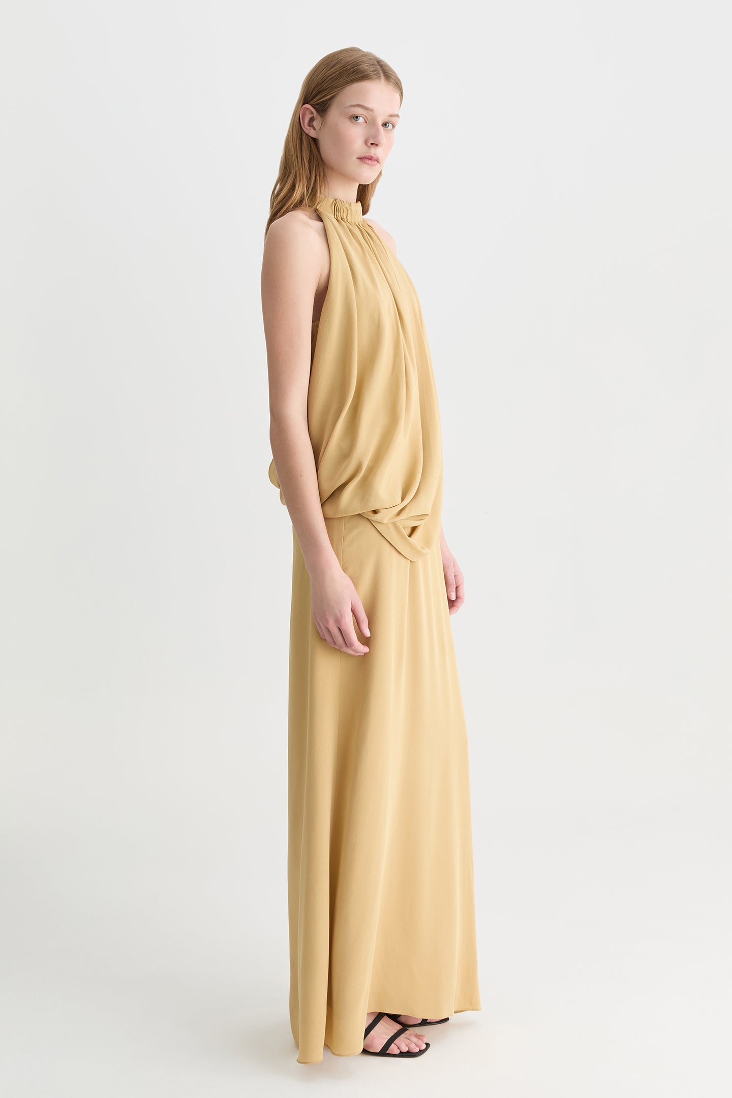 Solis Silk Twist Gown Sand-Willow-Australian-designer