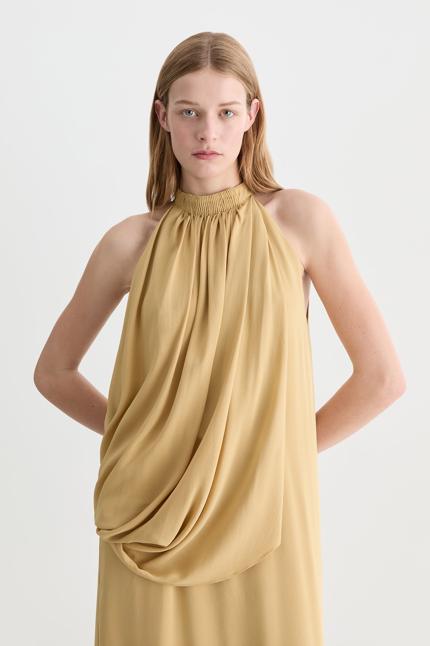 Solis Silk Twist Gown Sand-Willow-Australian-designer