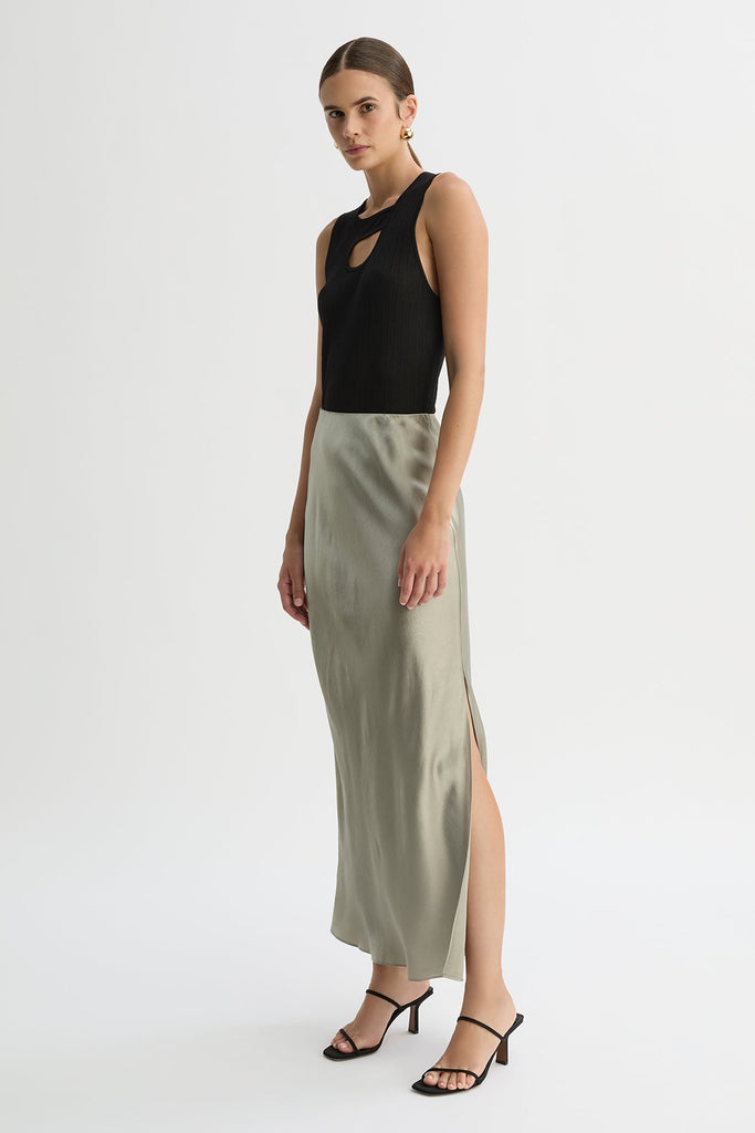 TASMYN SATIN SLIP SKIRT-Fawn-WILLOW-Australian-Designer