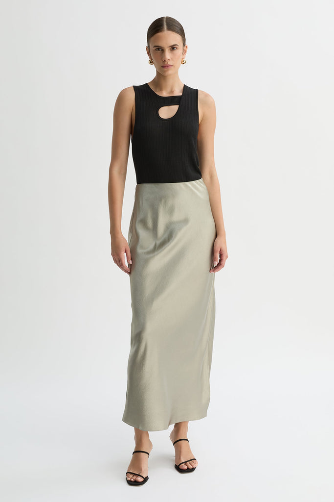 TASMYN SATIN SLIP SKIRT-Fawn-WILLOW-Australian-Designer