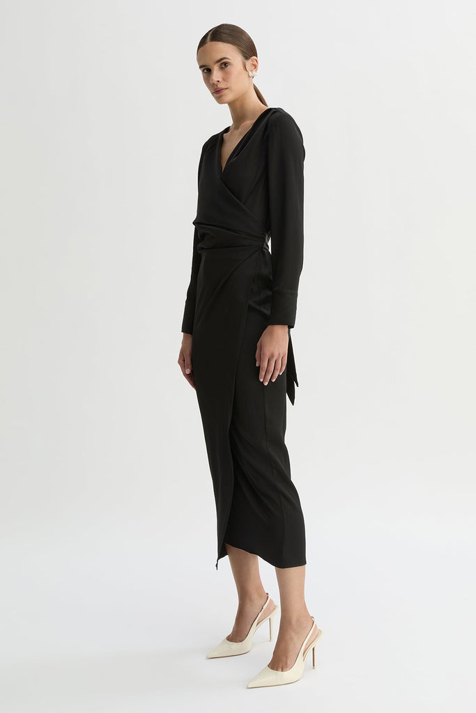 THEA LONG SLEEVE DRESS-Black-WILLOW-Australian-Designer