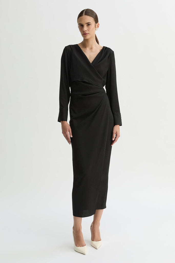 THEA LONG SLEEVE DRESS-Black-WILLOW-Australian-Designer