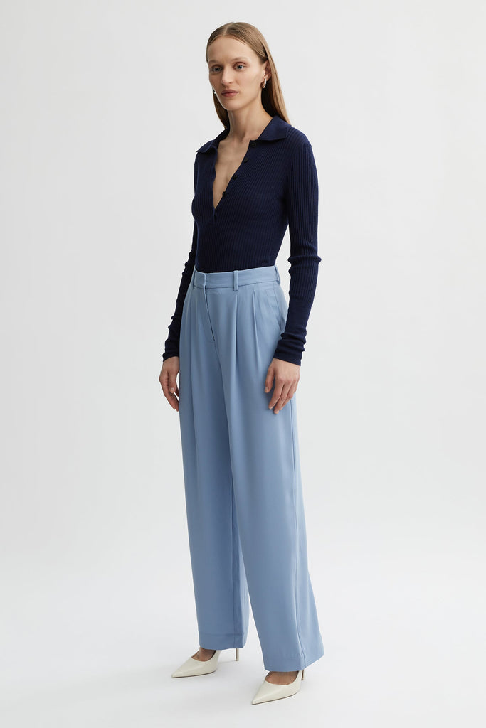 Thea Wide Leg Pant-Blue-WILLOW-Australian-Luxury-Designer