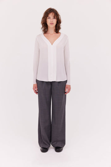 Tucked Silk Blouse-Ivory-WILLOW-Australian-Designer