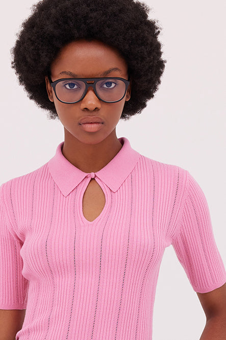 Vera Knit Polo-Pink-WILLOW-Australian-Designer