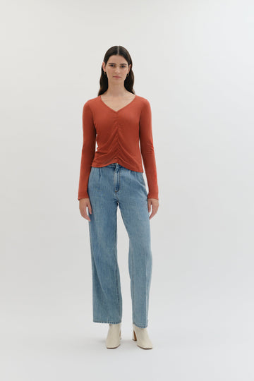 Agnes Knit Top in Burnt Sienna-WILLOW