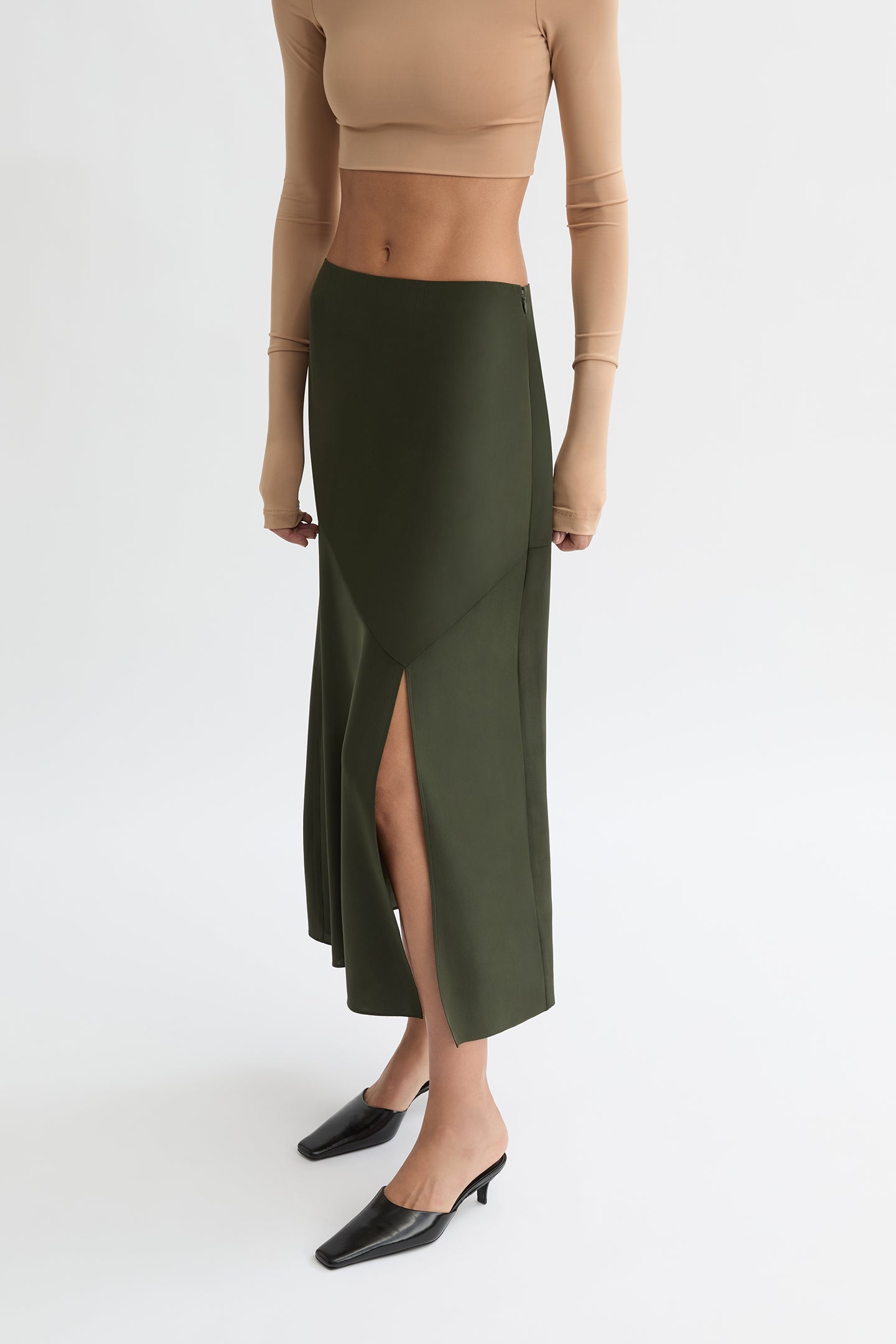 WILLOW-Australian_Designer-Carmelia Silk Skirt Pine