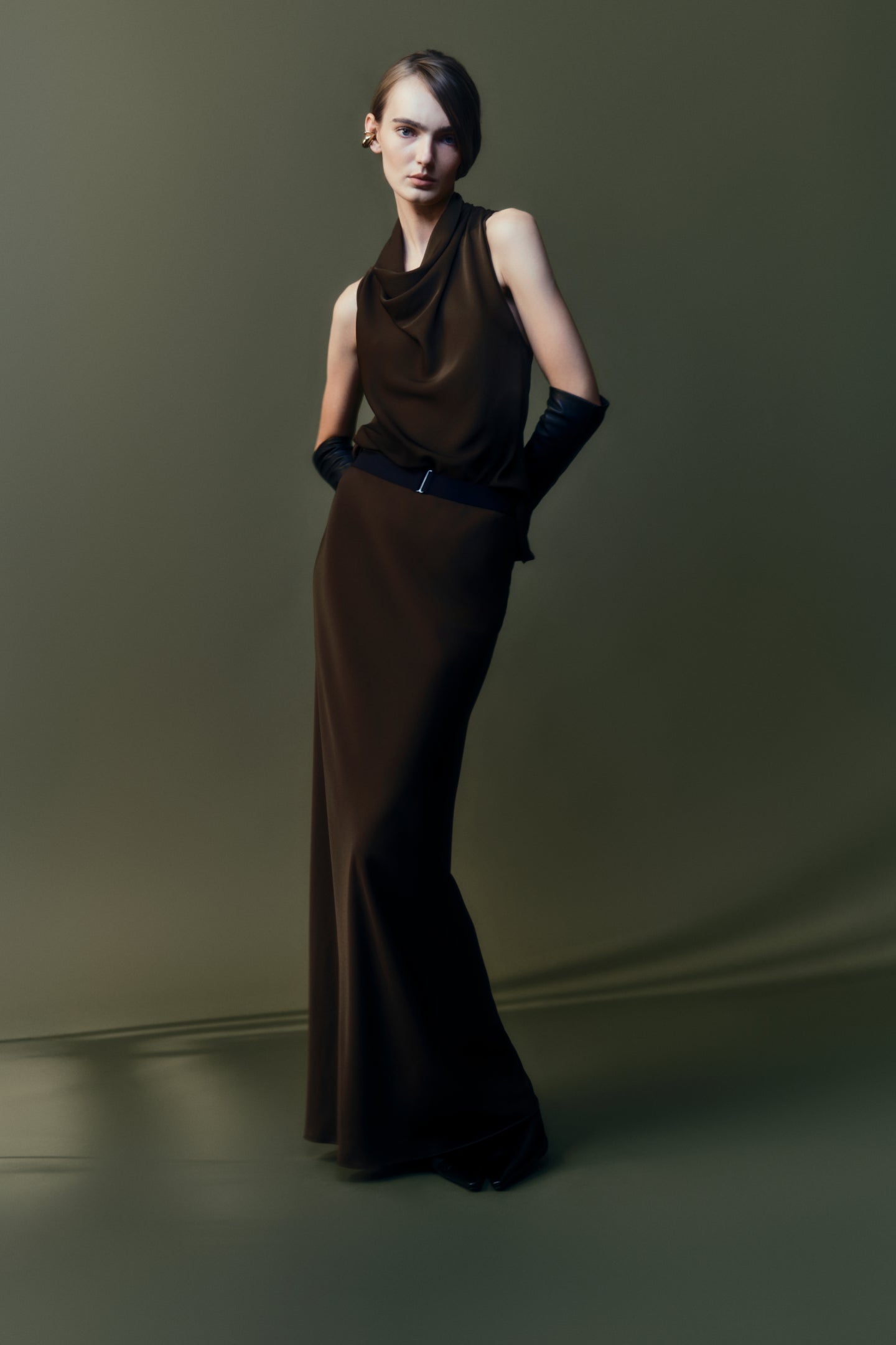 WILLOW-Australian_Designer-Helena Bias Skirt Khaki
