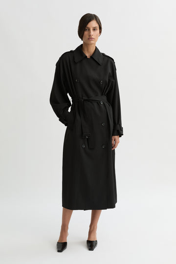 WILLOW-Australian_Designer-Simone Wool Trench Coat Black