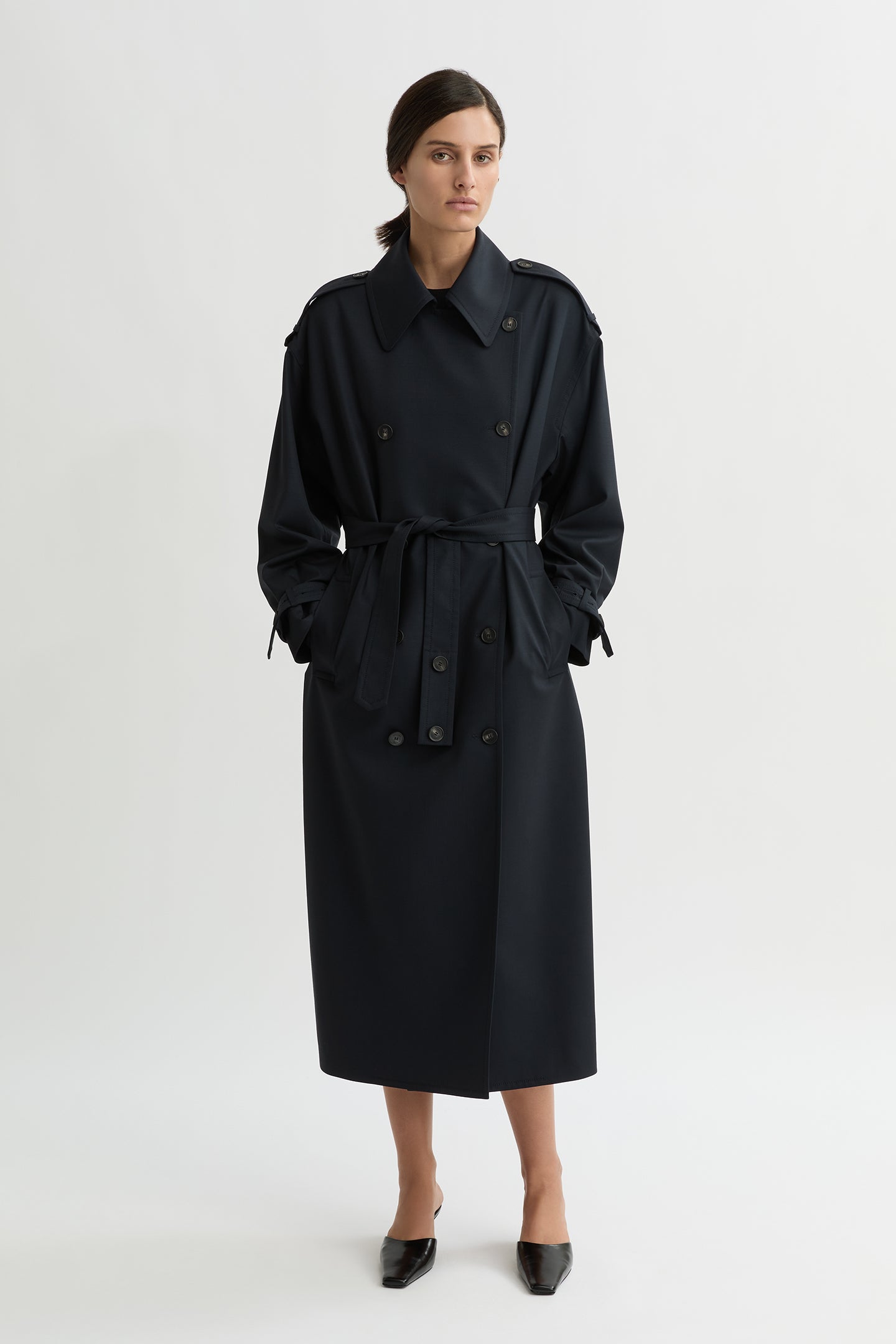 WILLOW-Australian_Designer-Simone Wool Trench Coat Ink