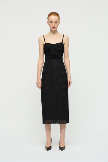 Azure Panelled Dress in Black-WILLOW