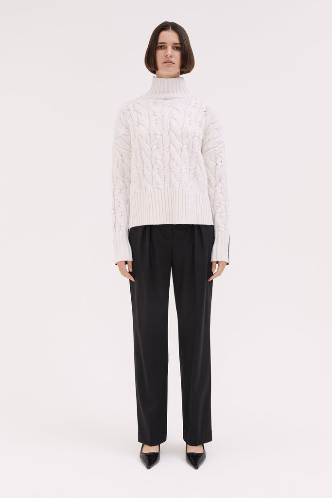 WILLOW-Cable Knit Wool Turtleneck-Multi