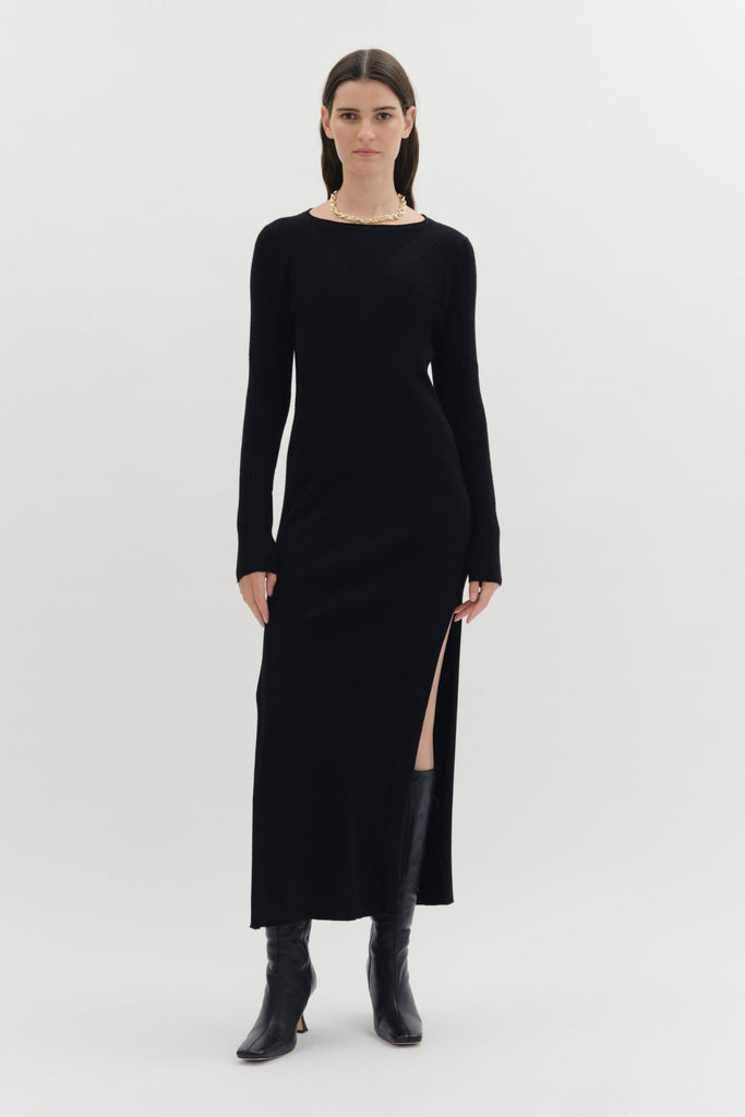 Clarice Knit Dress in Black-WILLOW