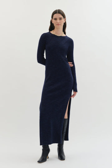 Clarice Knit Dress in Indigo-WILLOW