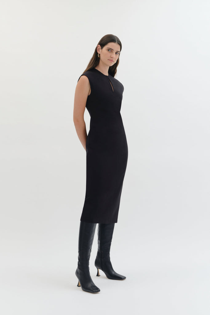 Dana Ponte Dress in Black-WILLOW