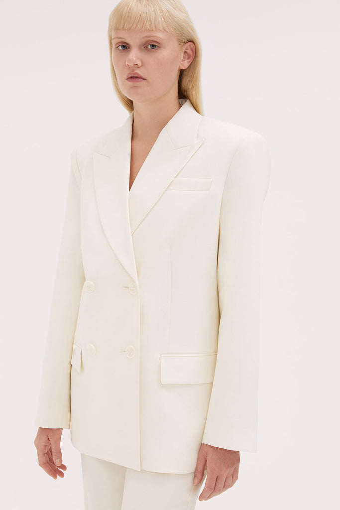 WILLOW-Double Breasted Wool Blazer-Ivory