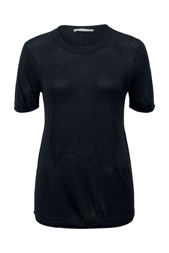 Elvina Luxury Merino Tee in Black-WILLOW