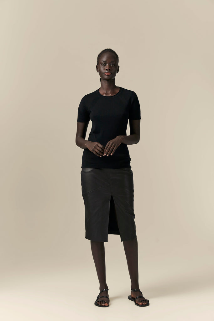 Elvina Luxury Merino Tee in Black-WILLOW