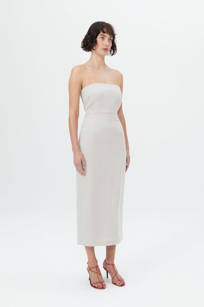 Gali Strapless Dress in Stone-WILLOW