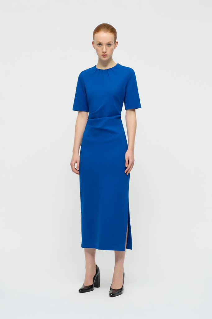 Illuka Tucked Midi Dress in Royal Blue-WILLOW