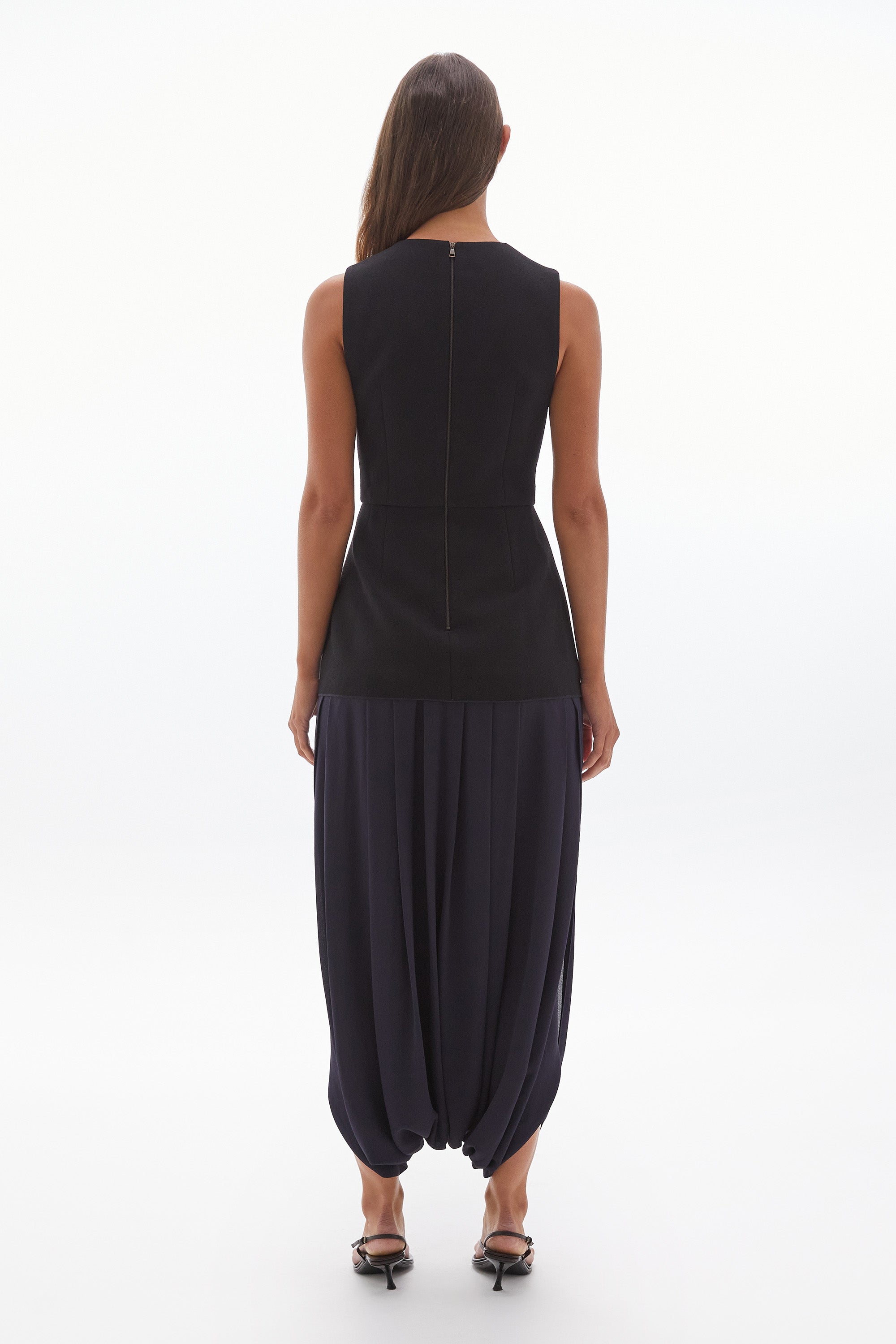 WILLOW-Inez Crepe Silk Loop Dress Black/Ink