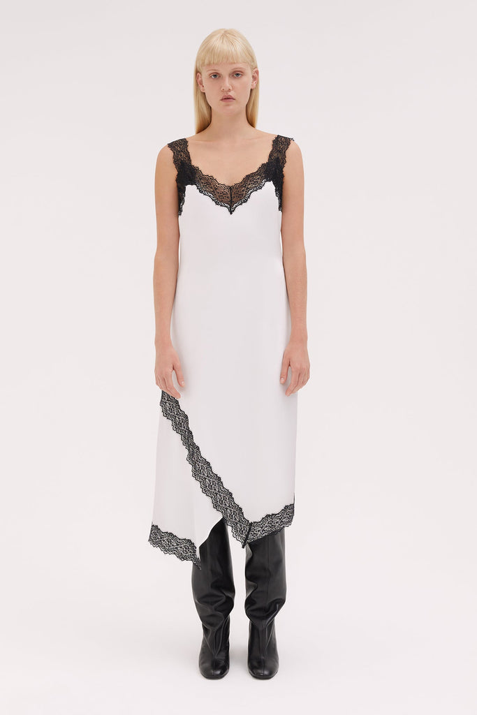 WILLOW-Lace Strap Silk Dress-Ivory