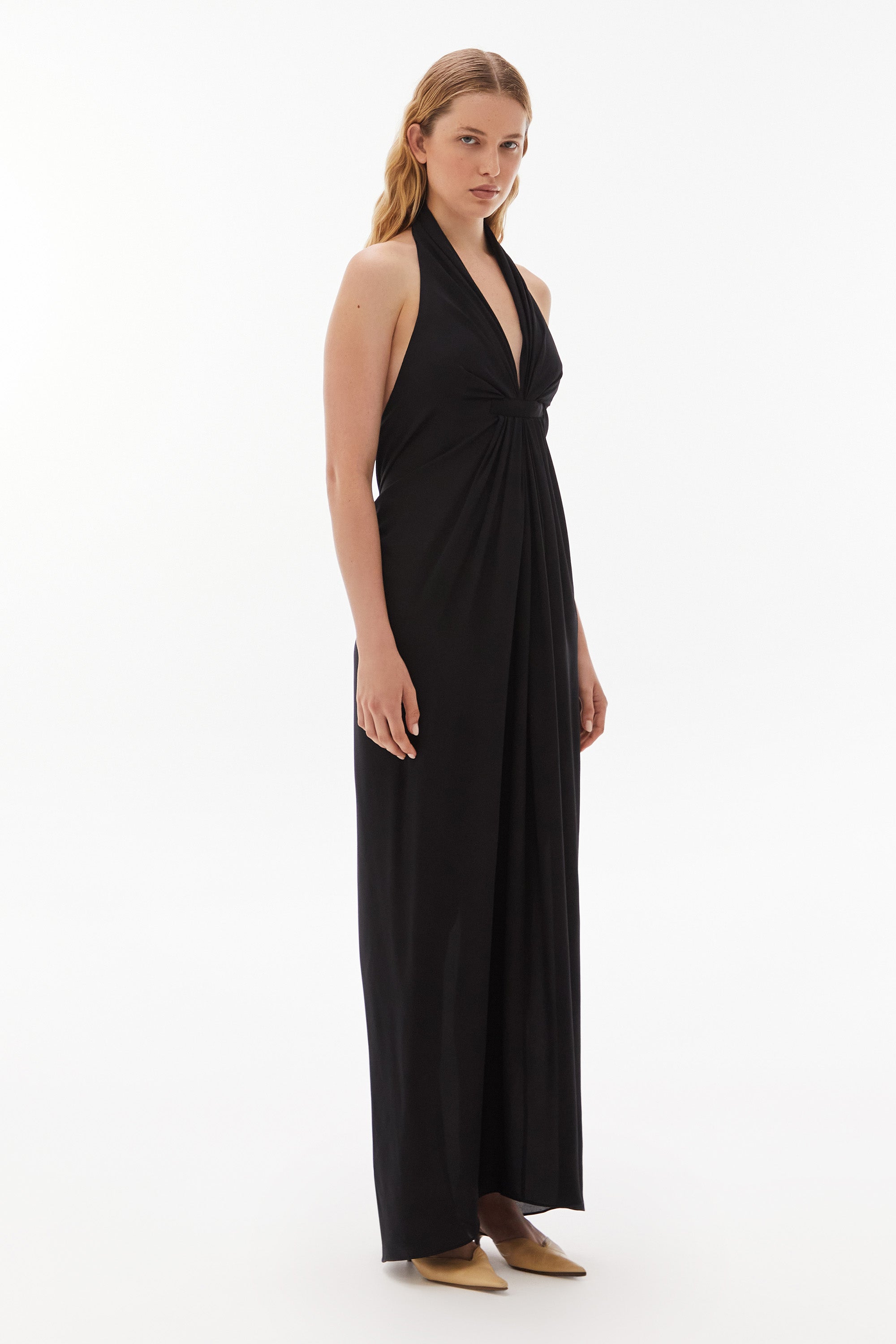 WILLOW-Medea Silk Halter Dress Black