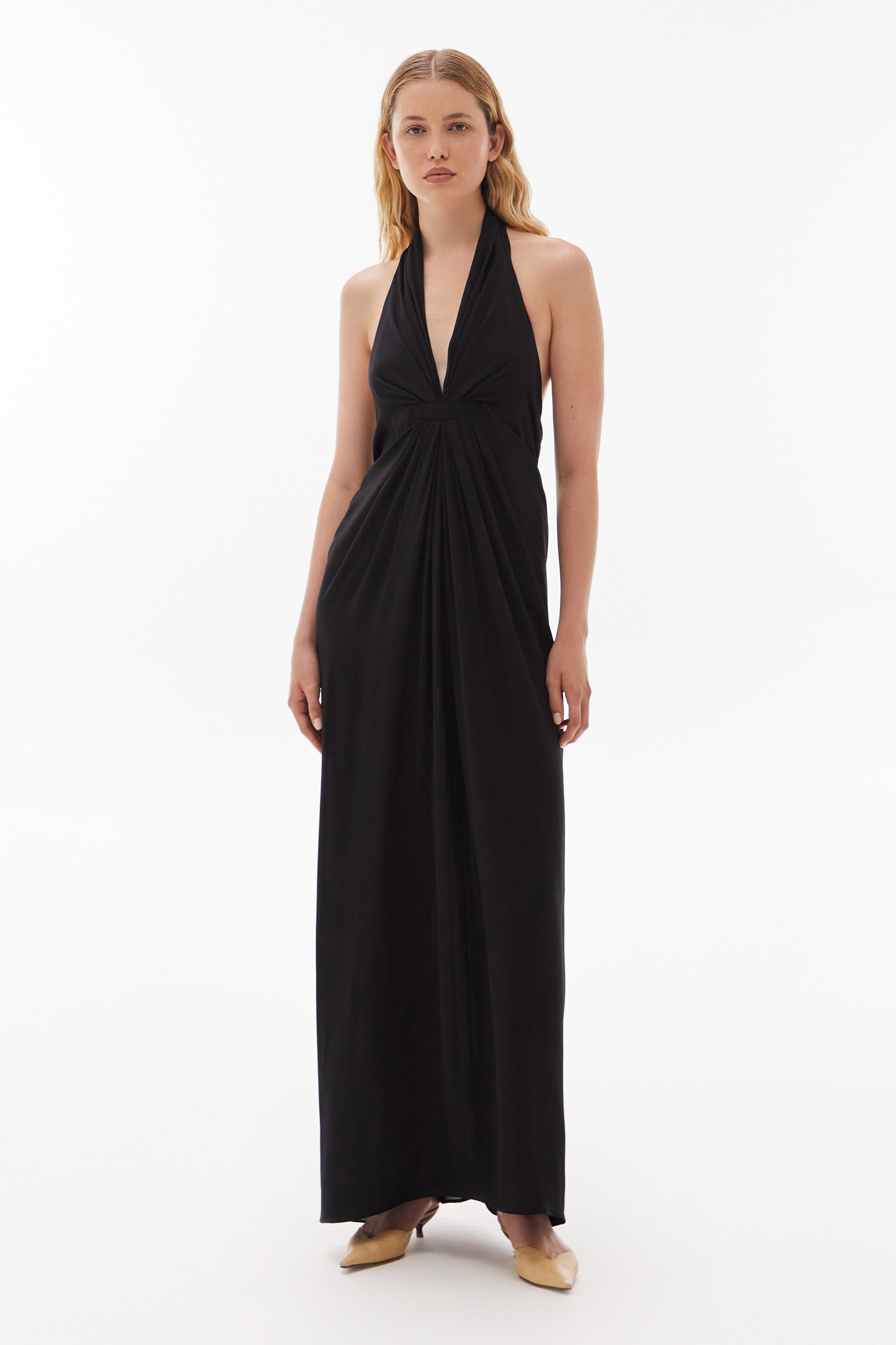WILLOW-Medea Silk Halter Dress Black