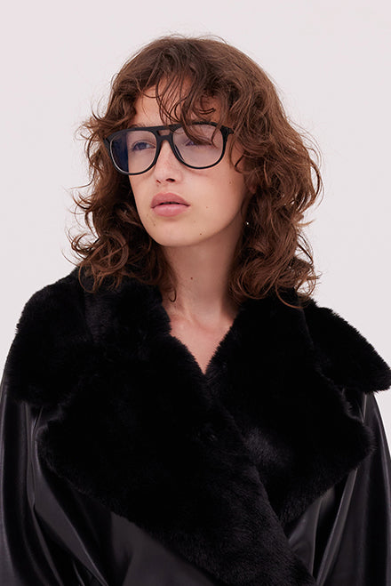 WILLOW-Natalia Faux Fur Collar-Black