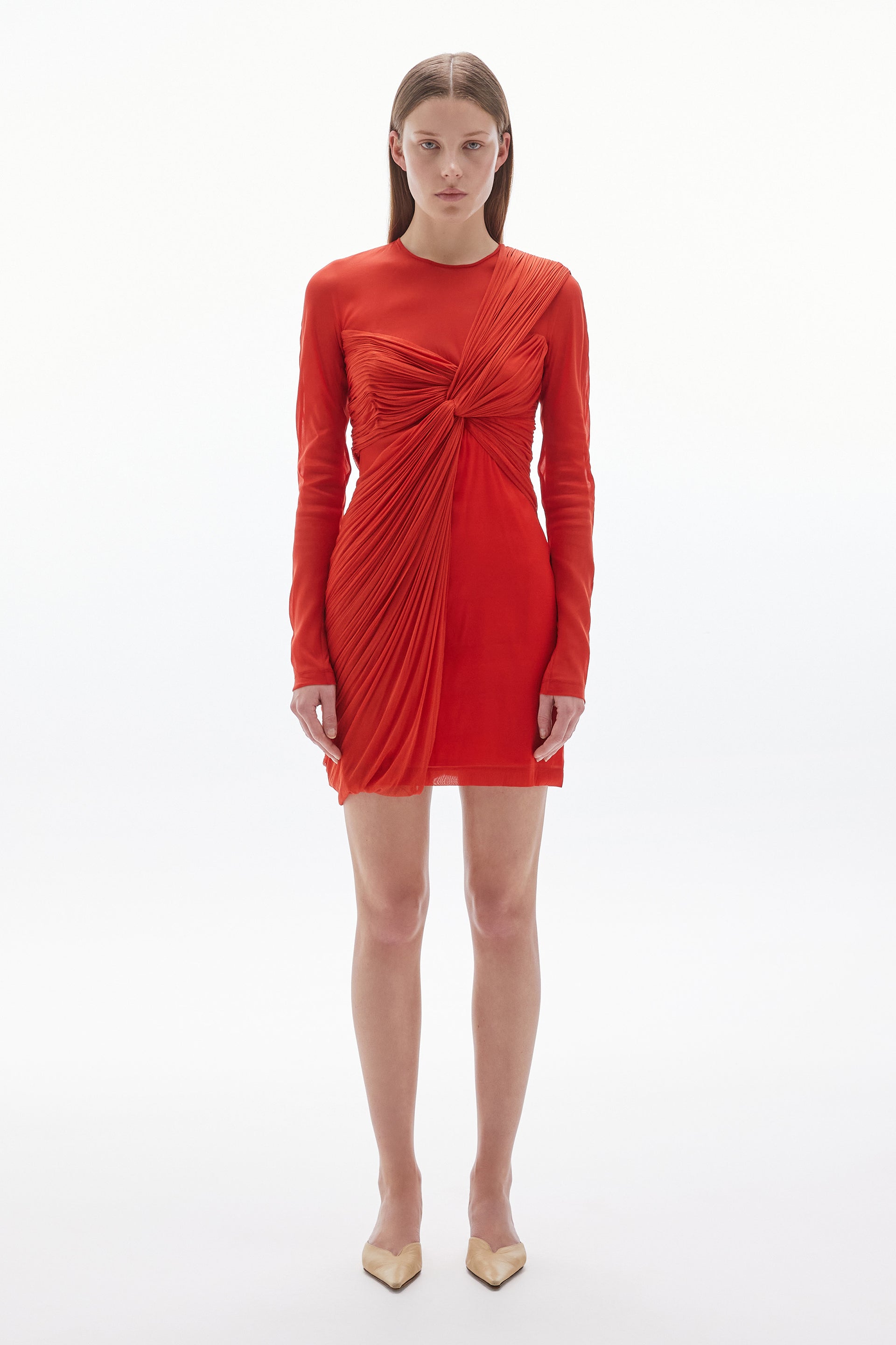 Pala Silk Mini Dress Blood Orange - WILLOW Pala Silk Mini Dress Blood Orange - WILLOW