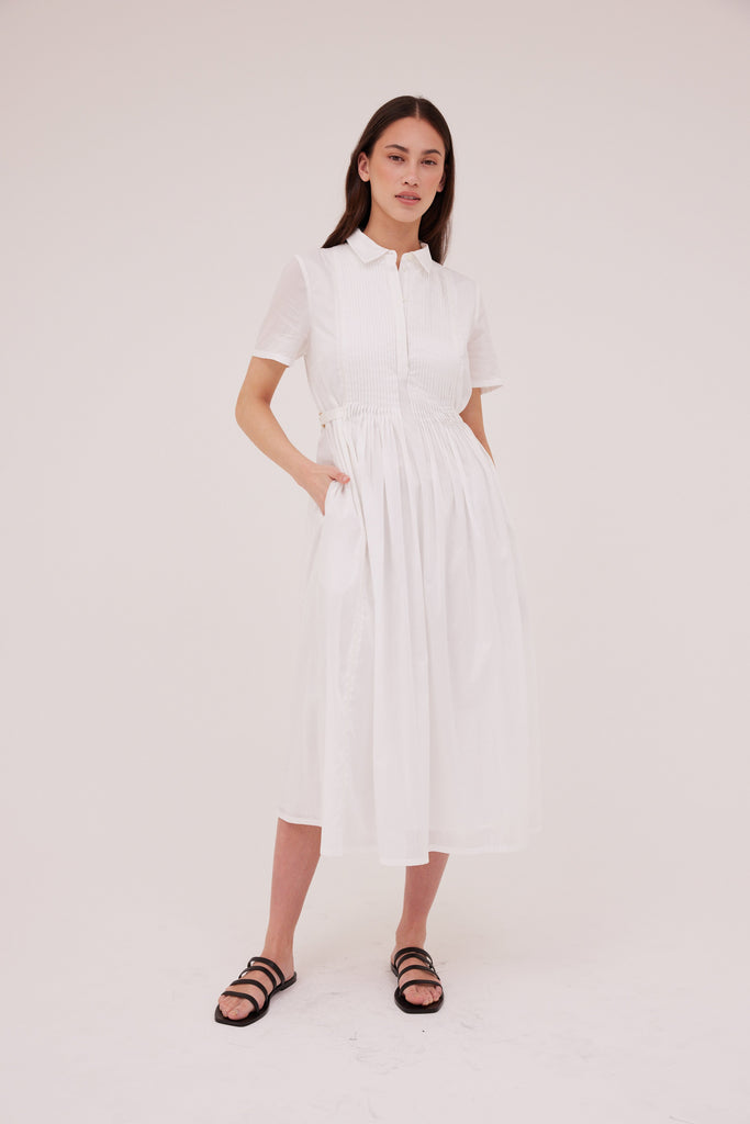 Pina Cotton Dress In White-WILLOW