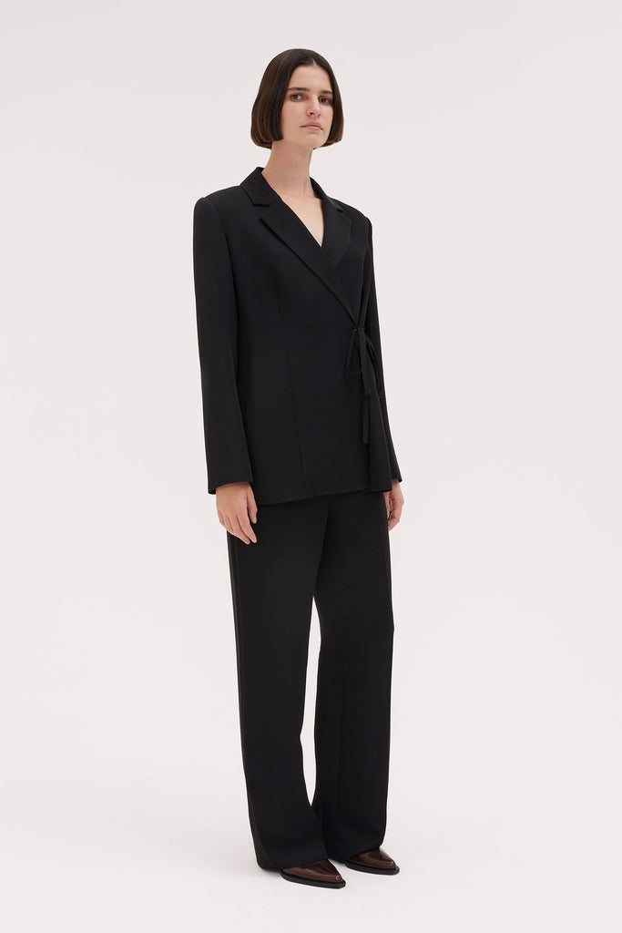 WILLOW-Relaxed Tie Blazer-Black