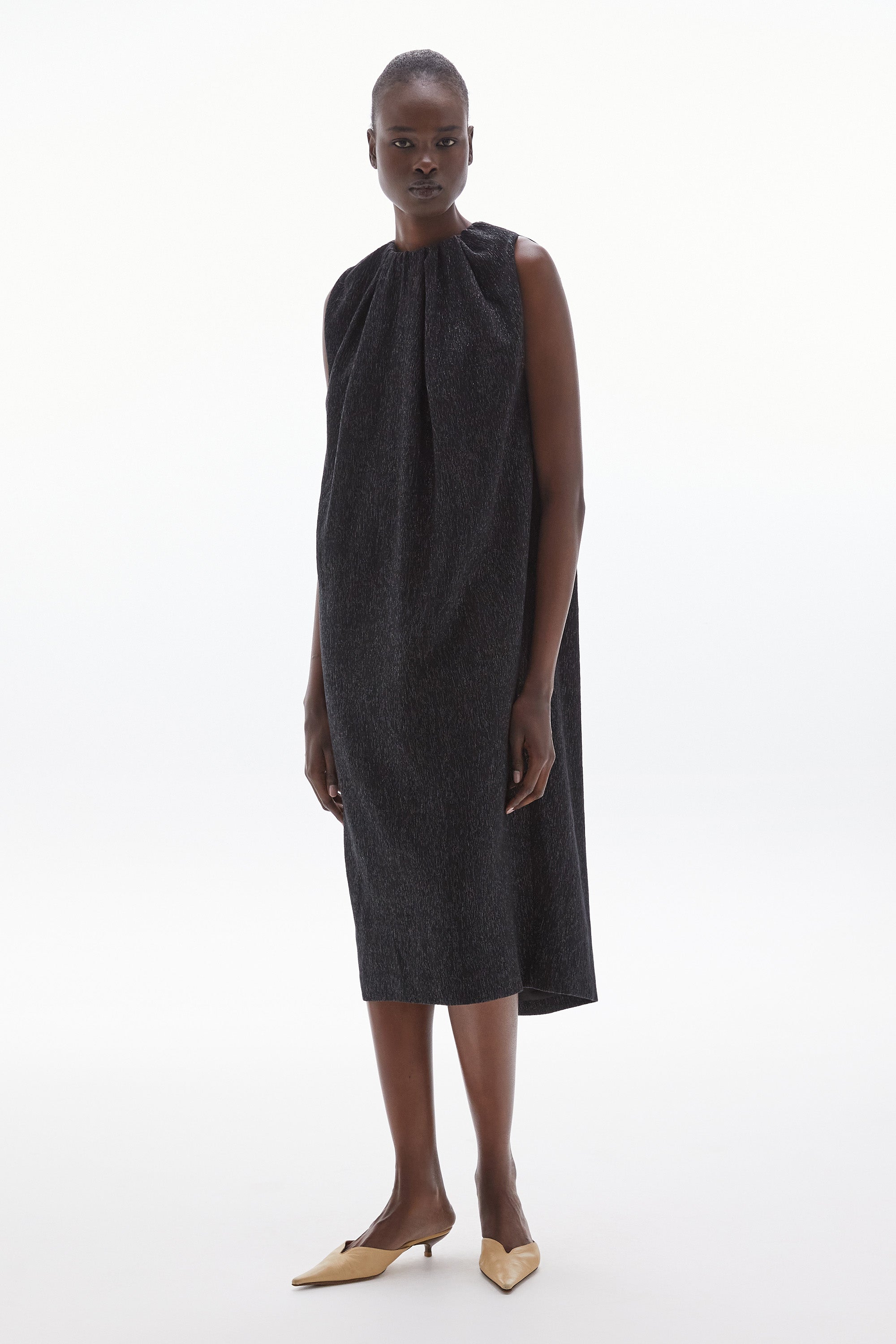 Ren Lamé Midi Dress Black