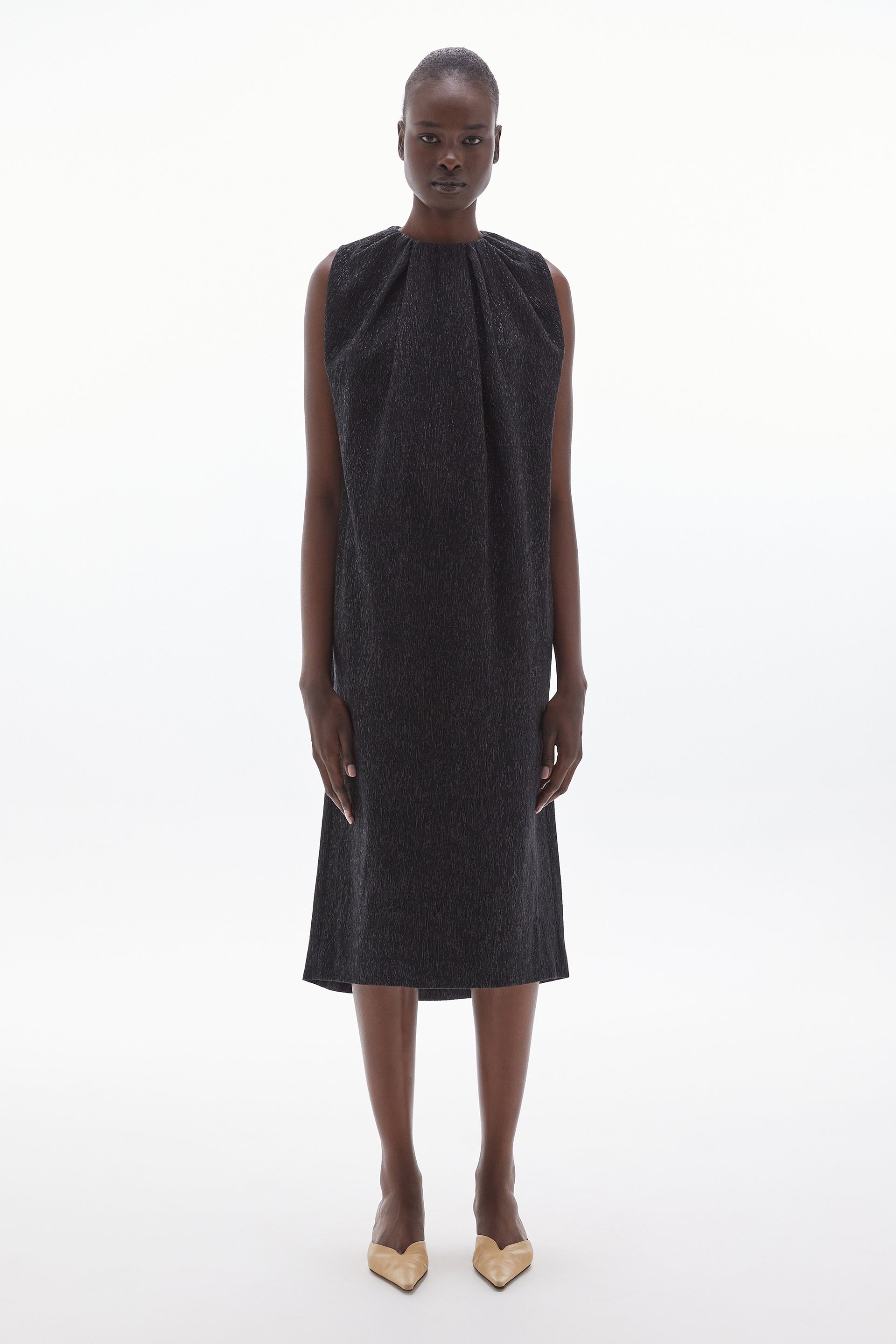 lame midi dress Ren Lamé Midi Dress Black