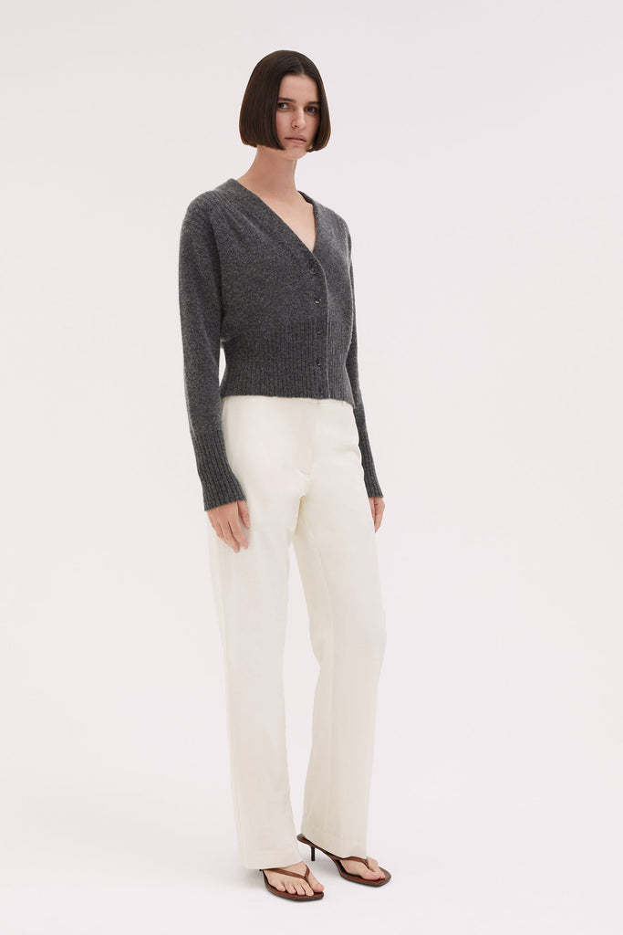 WILLOW-Sascha Wool Cardigan-Charcoal