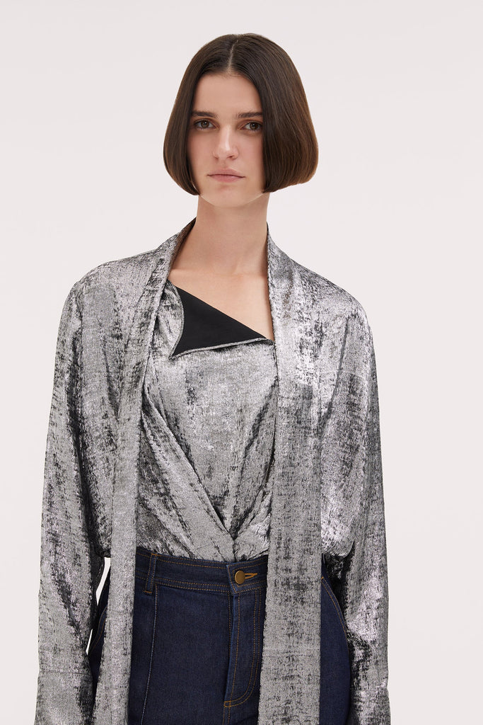 WILLOW-Shiny Blouse-Silver