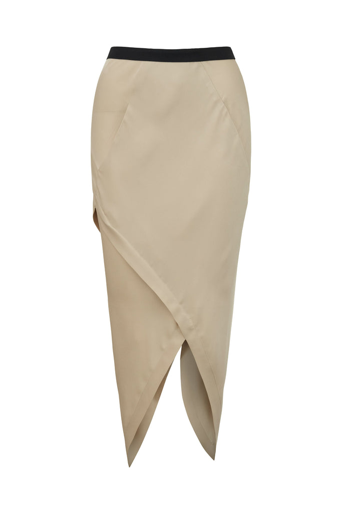 Silk Bias Skirt In Champagne-WILLOW
