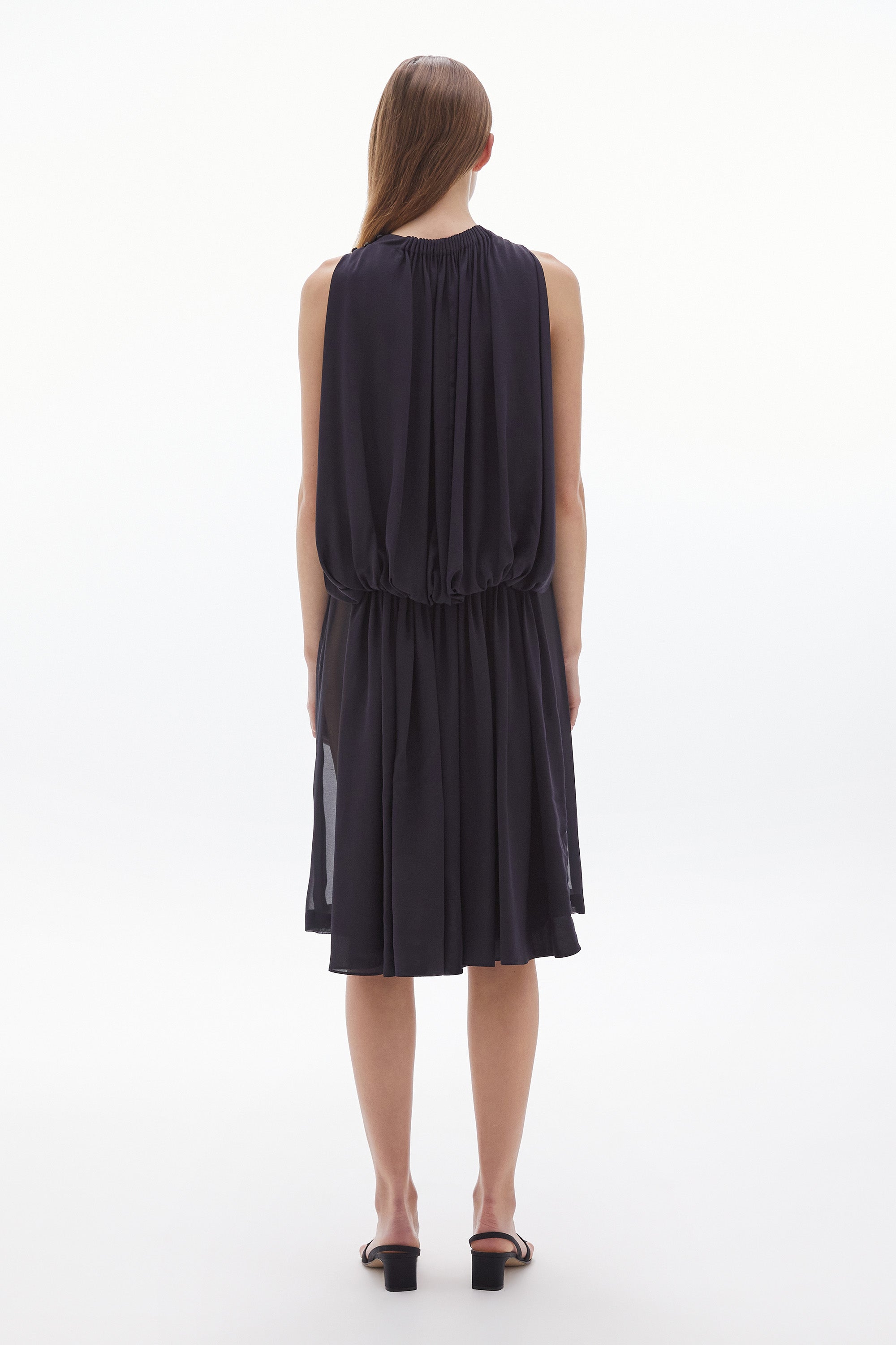 WILLOW-Solis Silk Cape Dress Ink
