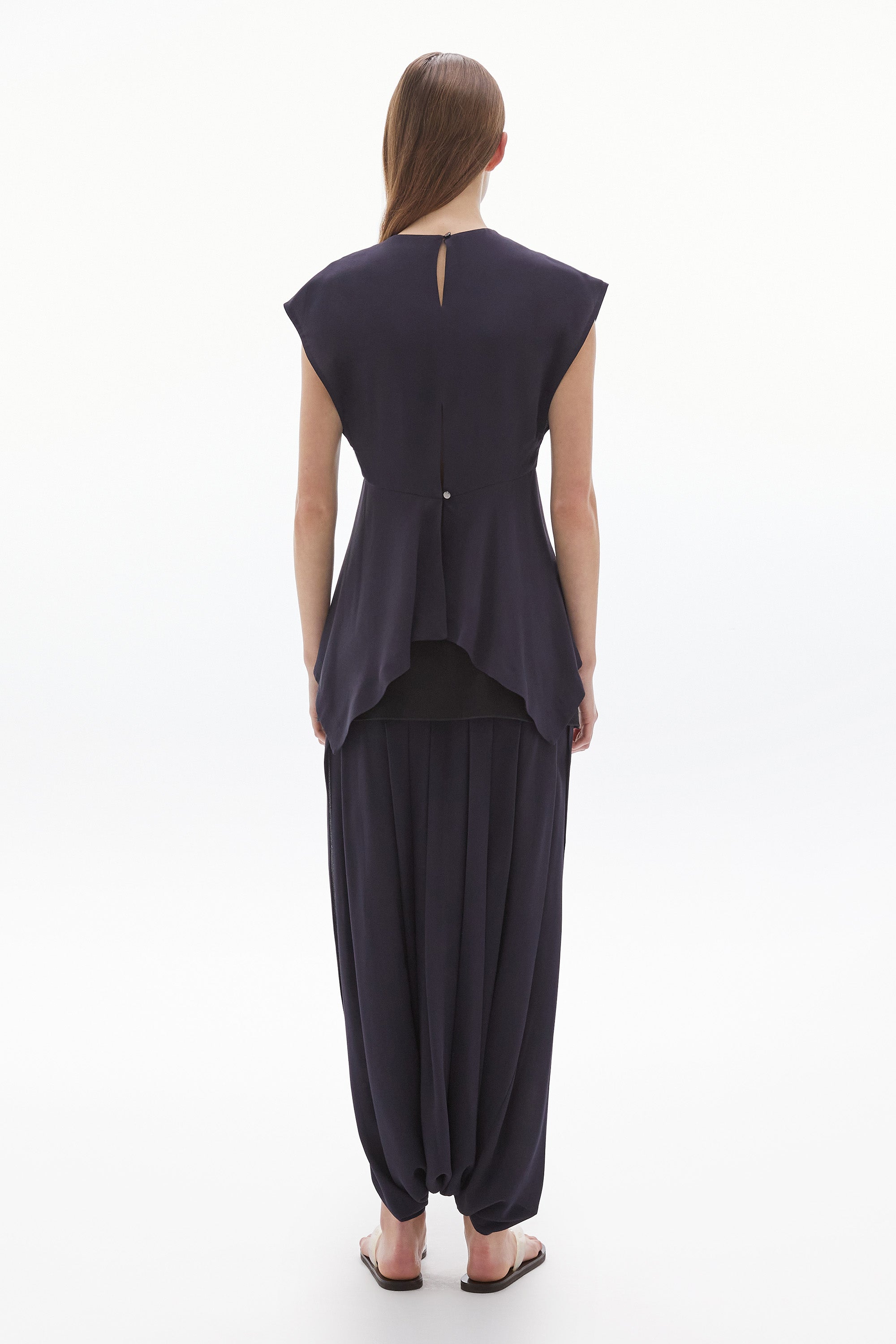 WILLOW-Solis Silk Peplum Top Ink
