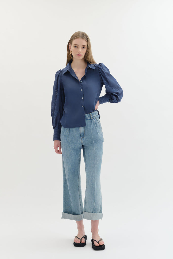 Voile Shirt in Indigo Blue-WILLOW