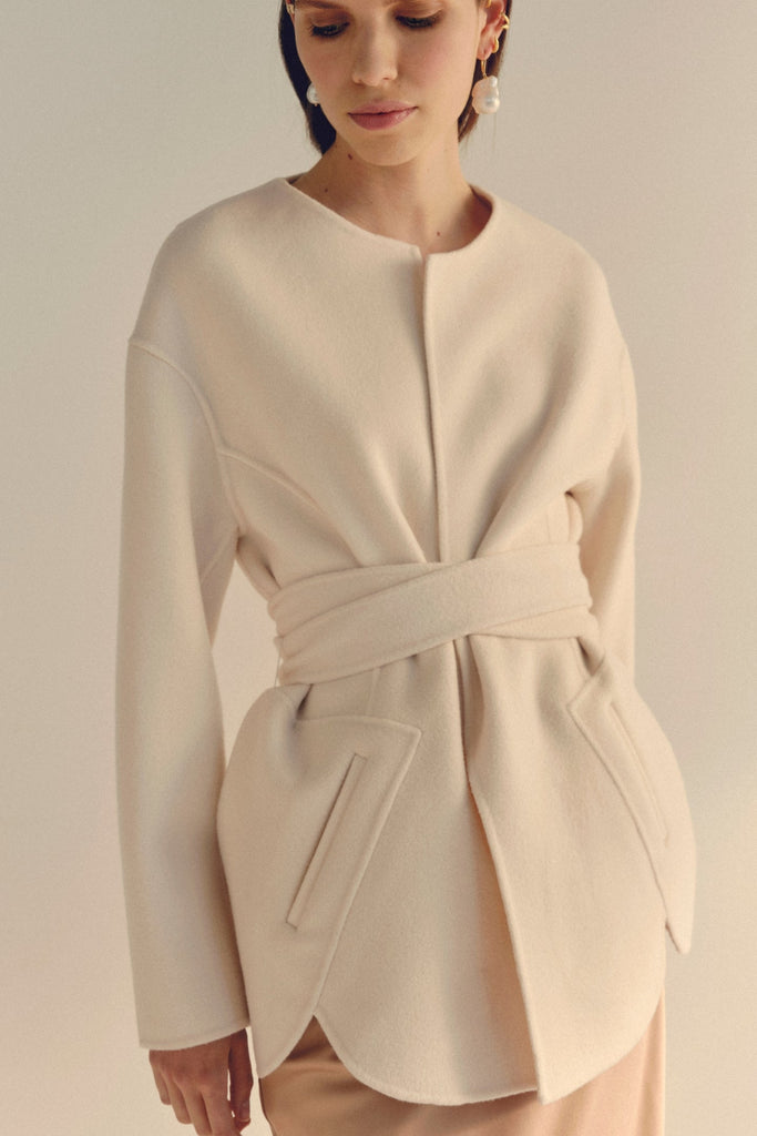 Wool Coat In Ivory-WILLOW