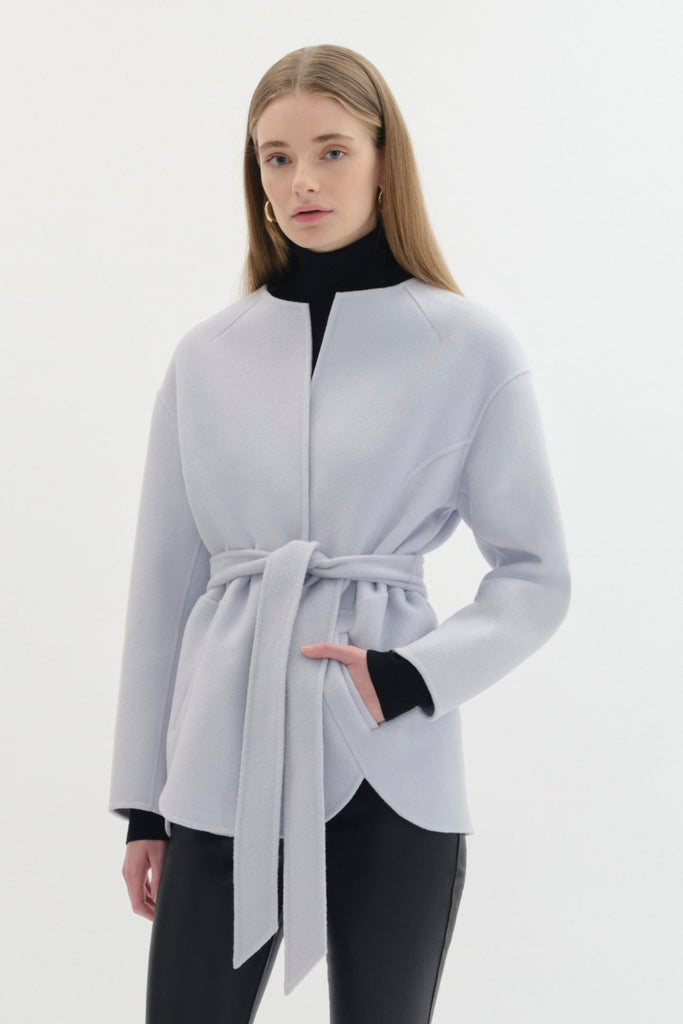 Wool Coat In Pale Blue-WILLOW