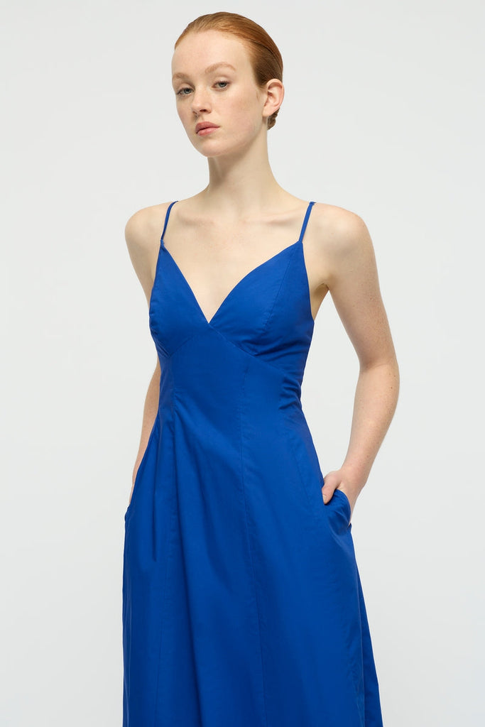 Zale V Neck Midi Dress in Royal Blue-WILLOW